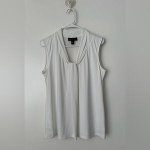 Dana Buchman White Twist V-Neck Sleeveless Tank